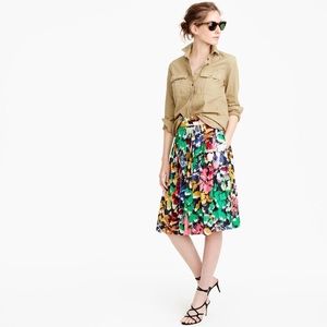 J.Crew Double Pleated Midi Skirt Brushstroke Print